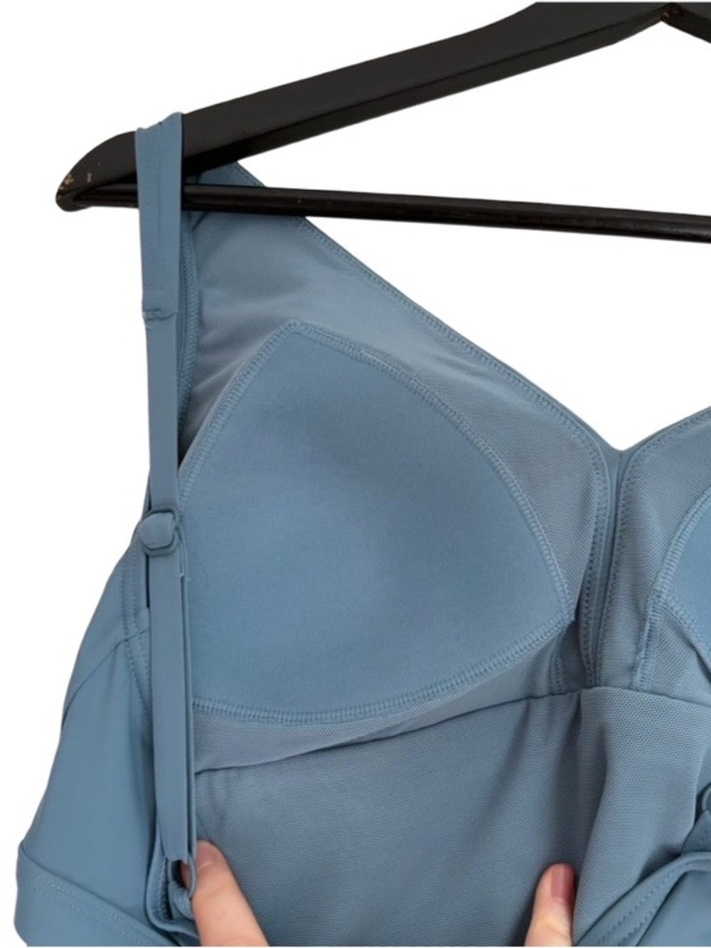 La Vie En Rose Slate Blue V‑Neck Swim Suit Cami Tankini Top Modest Built In Bra - Picture 5 of 6